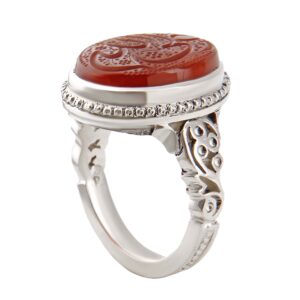 Islamic Agate Silver Ring for Men Elegance Handcrafted Wali Allah
