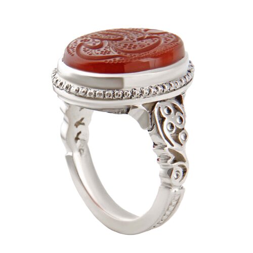 Agate Silver Gemstone Ring for Men – Wali Allah Islamic Calligraphy Design