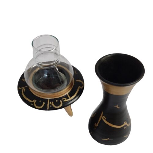 Set of 2 Islamic Pottery Tealight Candle Holders, Ya Hossein Design, Religious Tabletop Décor