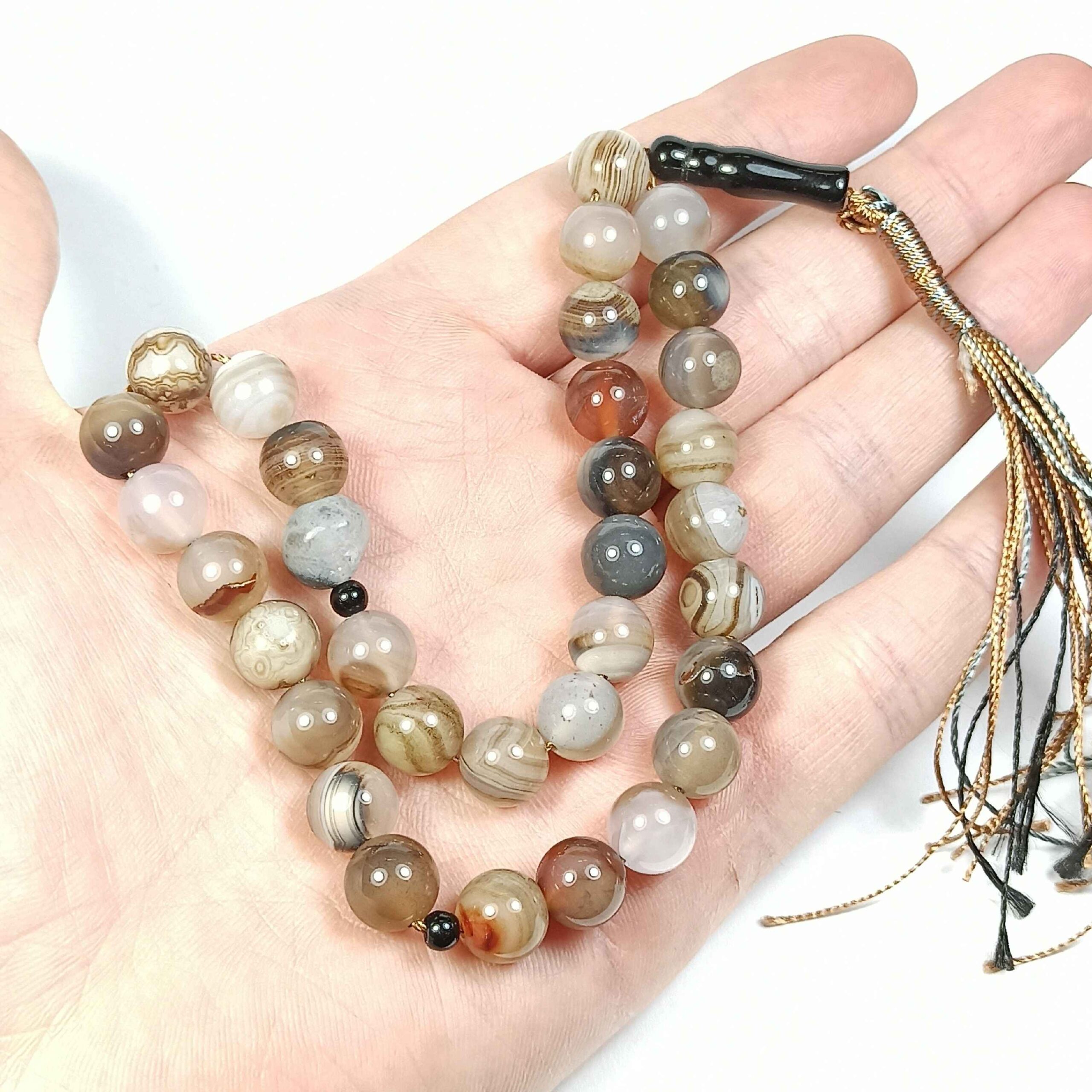 Islamic Sulemani Hakik Rosary Prayer Beads Crafted with 33 Beads Muslim Tasbih
