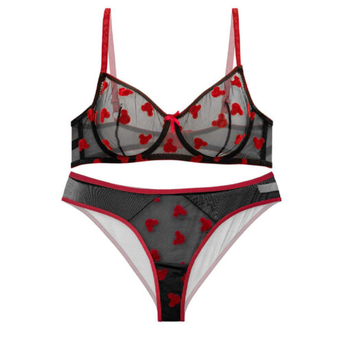 Women’s Guipure Lace Bra and Thong Set – Delicate Teddy Bear Design Lingerie
