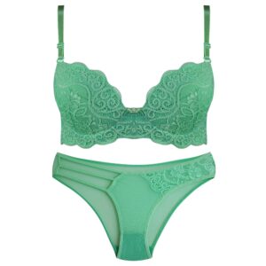 Lingerie Set Padded Bra & Thong Guipure for Women