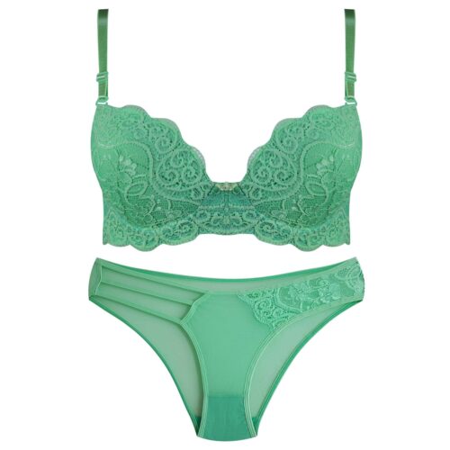 Women’s Guipure Lace Padded Bra and Thong Set – Elegant Delicate Lingerie