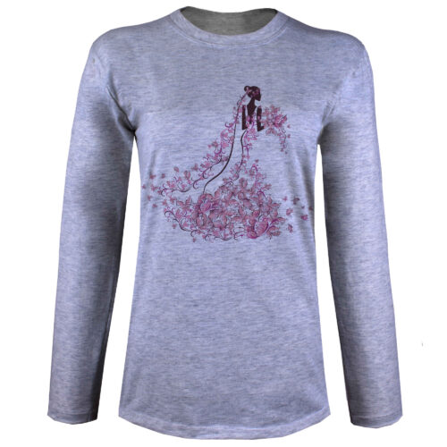 Women's Floral Printed Long Sleeve T-Shirt in Cotton Blend for Casual Wear