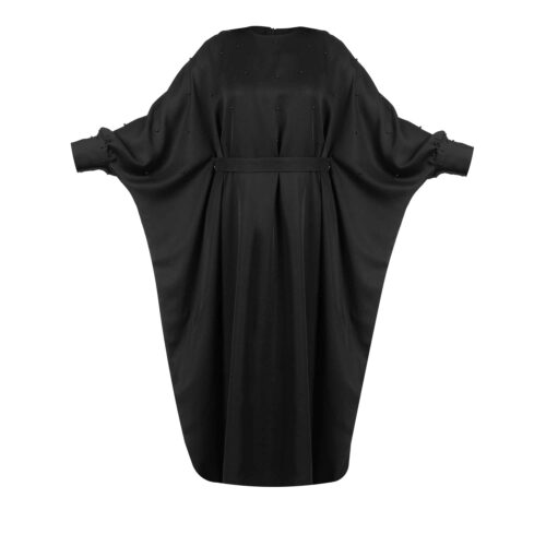 Pearl Butterfly Abaya with a Loose Fit and Elegant Crepe Fabric