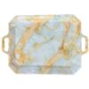 Durable Melamine Serving Tray - Rectangular Marble Design Tray with Handles