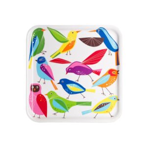 Lightweight Melamine Serving Tray – Square Bird Design Casual Tray