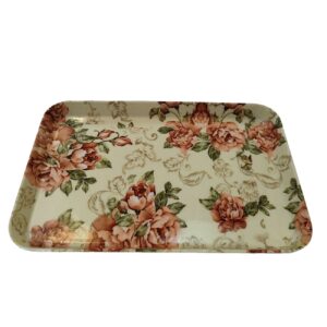 Durable Melamine Serving Tray – Rectangular Floral Cream Casual Tray