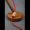 Minimalist Adjustable Wooden Desk Lamp – Round Head, Red Cord