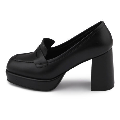 Natural Leather Loafers High Heels Shoes for Women