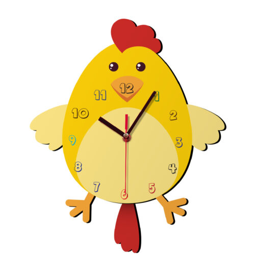 Wooden Nursery Wall Clock with Little Chicken Design and Silent Movement – Playful Decor for Children’s Rooms