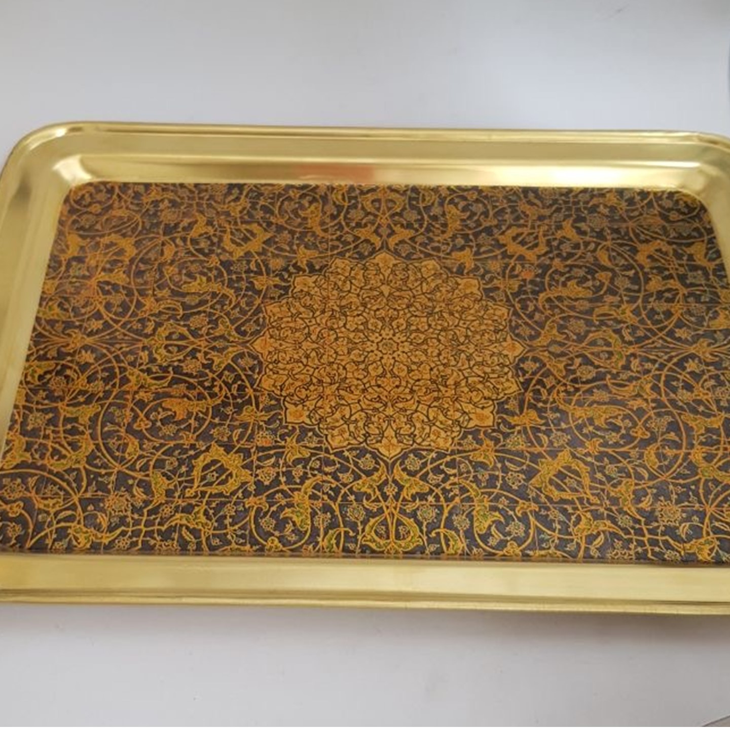 Persian Brass Serving Tray – Elegant Traditional Floral Motifs Tray