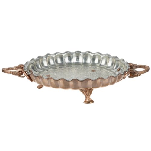 Persian Copper Footed Serving Tray - Traditional Hammered Model Alizeh