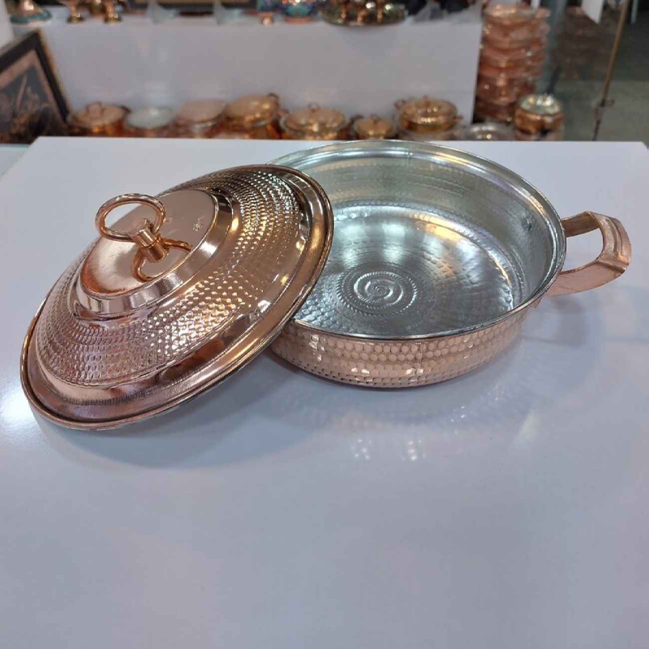 Persian Copper Sauté Pan – Hand-Hammered with Lid (Cyrus Model)
