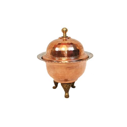 Handcrafted Persian Copper Sugar Bowl with Lid - Hammered