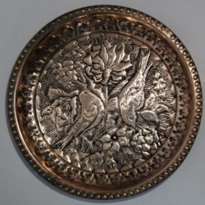 Persian Decorative Copper Wall Plate – Hand Engraved with Elegant Birds & Flowers