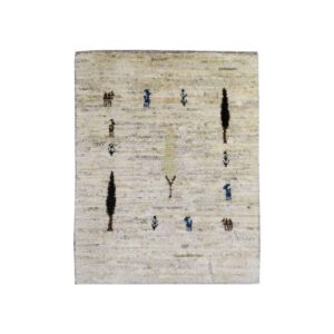 Authentic Handwoven Persian Tree of Life Gabbeh Rug in Cream – Wool