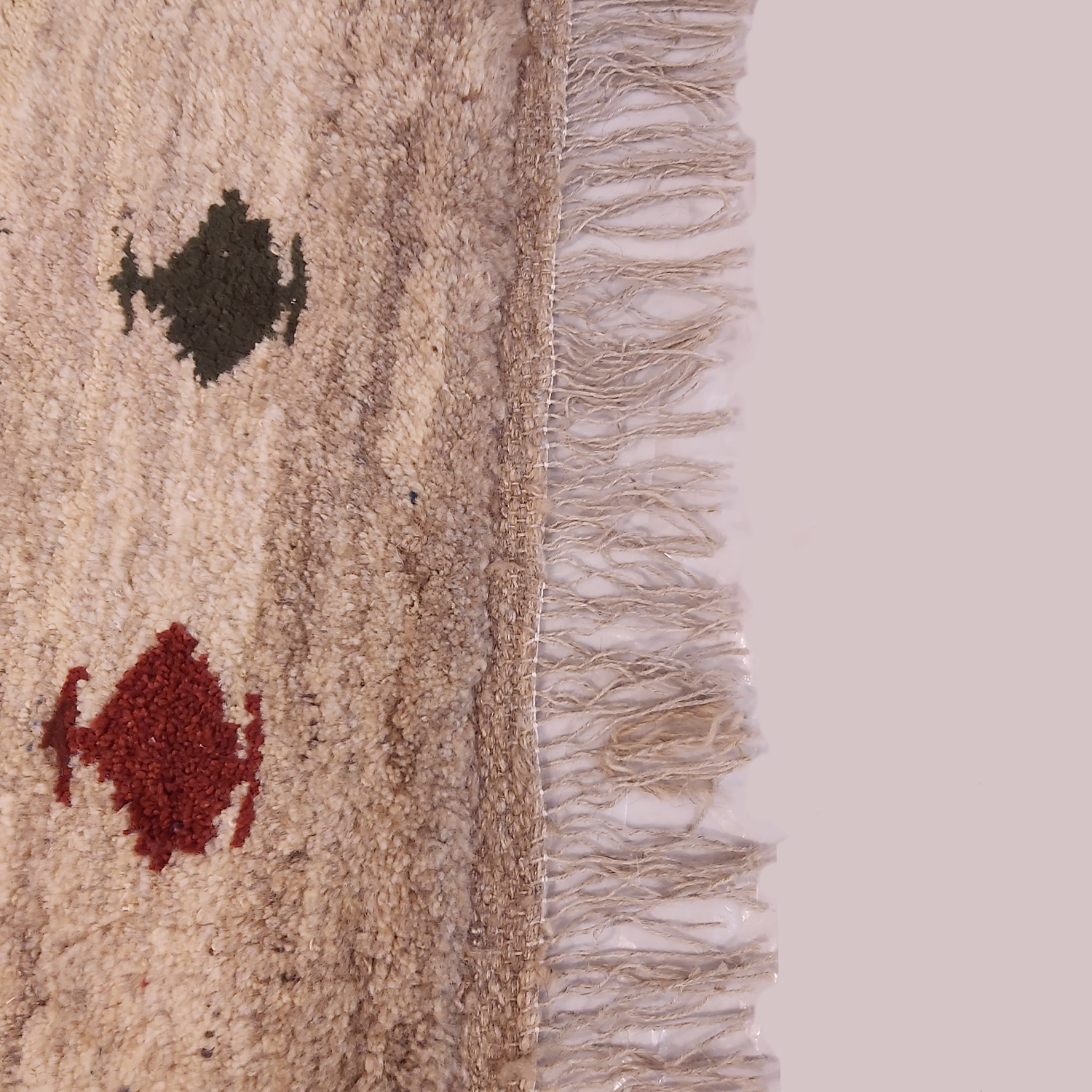 Authentic Handwoven Persian Minimalist Gabbeh Rug with Animal Motifs – Cream Wool