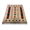 Authentic Handwoven Persian Minimalist Gabbeh Rug with Animal Motifs - Cream Wool