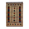 Authentic Handwoven Persian Minimalist Gabbeh Rug with Animal Motifs - Cream Wool