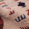 Authentic Handwoven Persian Minimalist Gabbeh Rug with Animal Motifs - Cream Wool