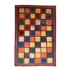 Genuine Handwoven Persian Geometric Gabbeh Rug - Checkered Cream Wool