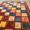 Genuine Handwoven Persian Geometric Gabbeh Rug - Checkered Cream Wool