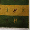 Genuine Handwoven Persian Striped Gabbeh Rug with Animal Motifs - Yellow Wool