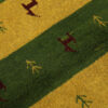 Genuine Handwoven Persian Striped Gabbeh Rug with Animal Motifs - Yellow Wool