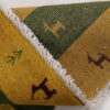 Genuine Handwoven Persian Striped Gabbeh Rug with Animal Motifs - Yellow Wool