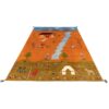 Original Handwoven Persian Pictorial Gabbeh Rug - Rural Life Scene - Orange Wool