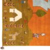 Original Handwoven Persian Pictorial Gabbeh Rug - Rural Life Scene - Orange Wool