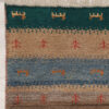 Original Handwoven Persian Striped Gabbeh Rug in Green - Wool