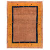 Authentic Handwoven Persian Minimalist Gabbeh Rug - Bordered Orange Wool
