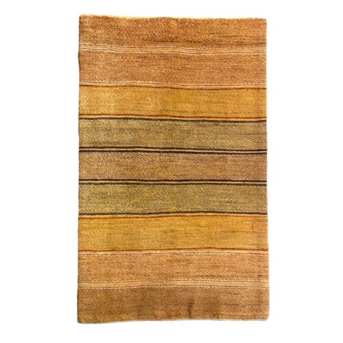Authentic Handwoven Persian Striped Gabbeh Rug - Light Brown Wool