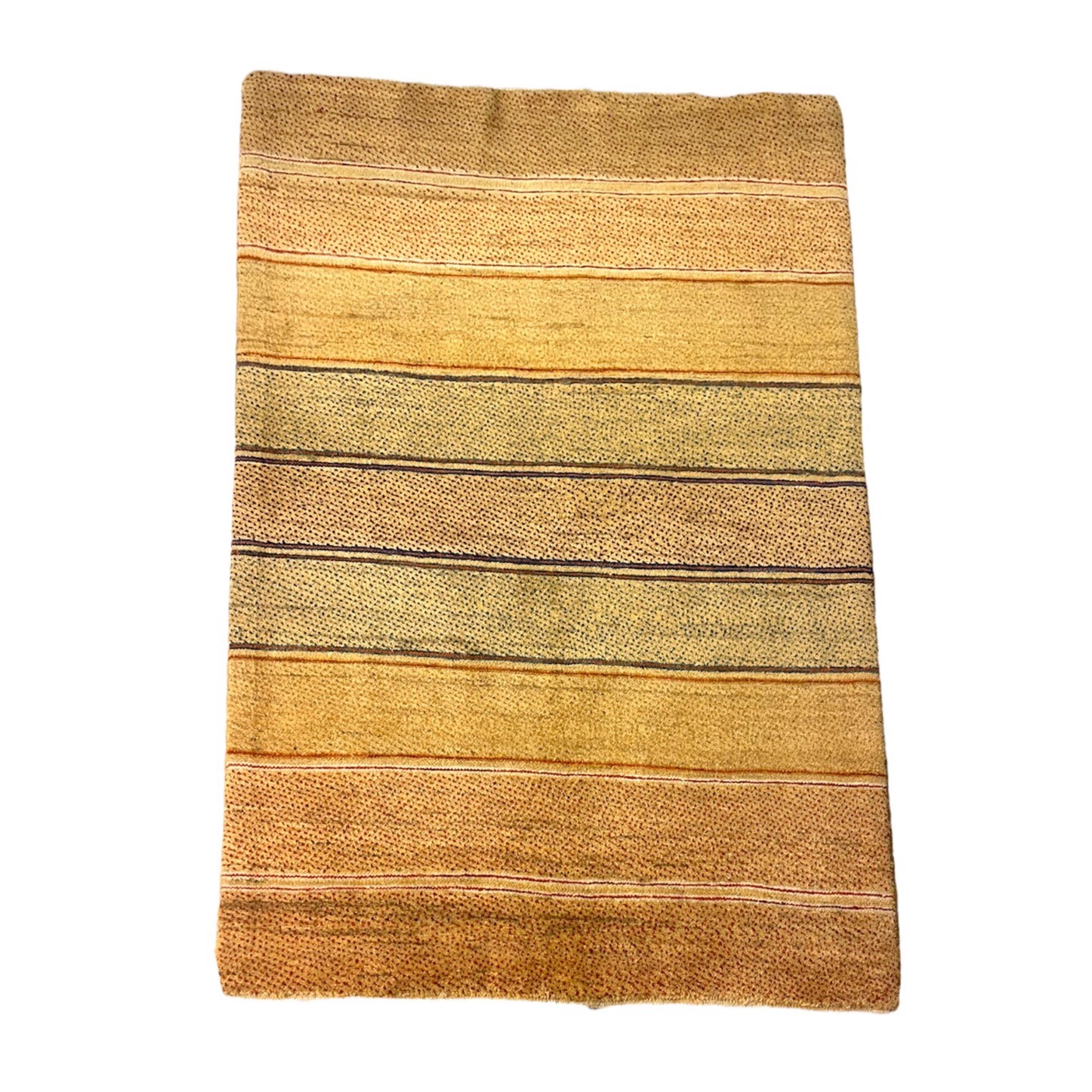 Authentic Handwoven Persian Striped Gabbeh Rug – Light Brown Wool