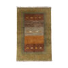 Genuine Handwoven Persian Geometric Gabbeh Rug - Striped Green Wool