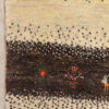 Genuine Handwoven Persian Striped Gabbeh Rug with Animal Motifs - Cream Wool