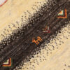 Genuine Handwoven Persian Striped Gabbeh Rug with Animal Motifs - Cream Wool