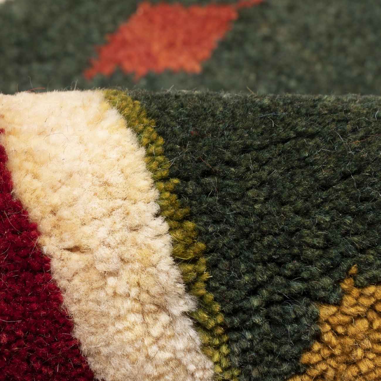 Original Handwoven Persian Geometric Gabbeh Rug in Maroon – Wool