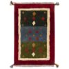 Original Handwoven Persian Geometric Gabbeh Rug in Maroon - Wool