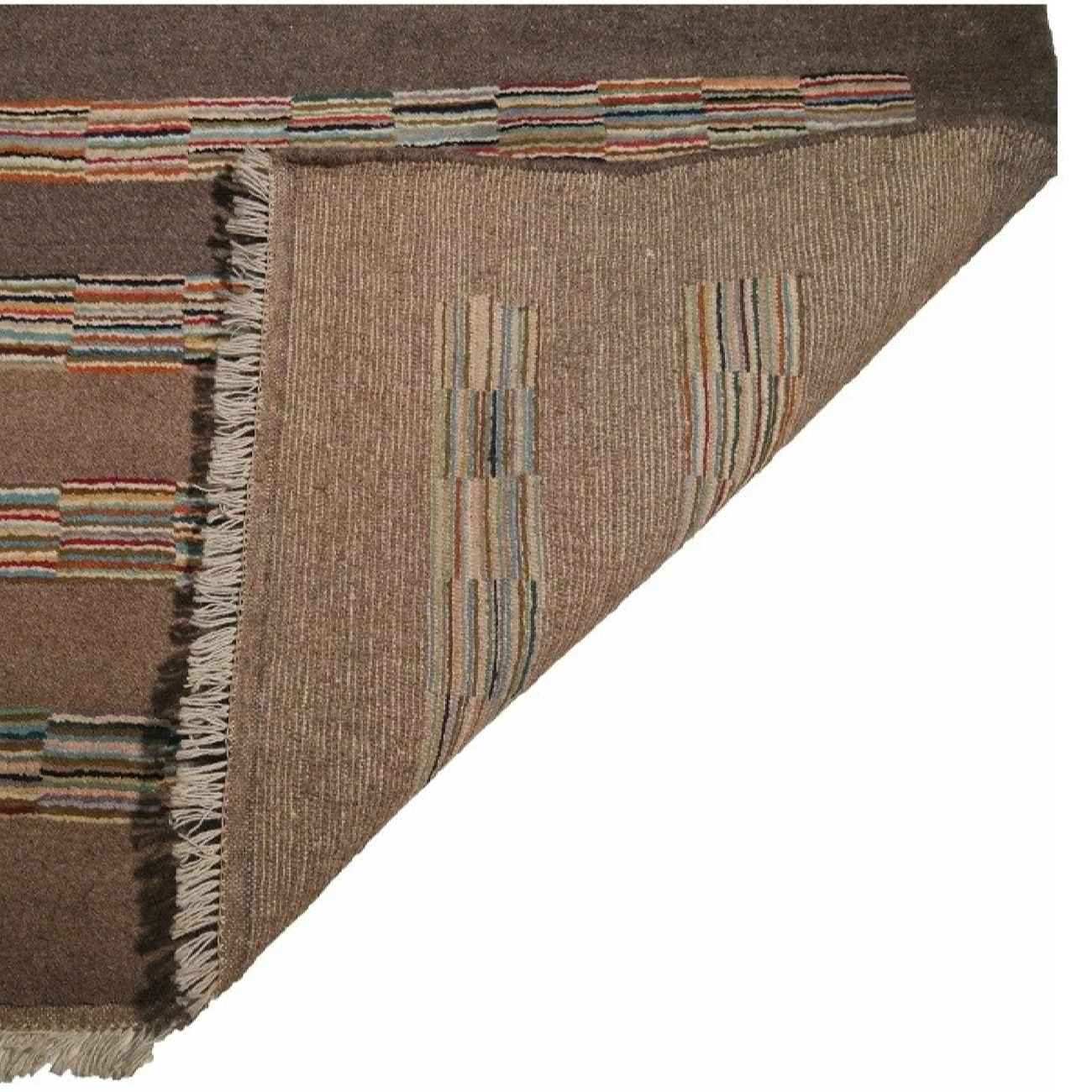 Original Handwoven Persian Striped Gabbeh Rug in Brown – Wool