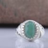 Persian Green Emerald Silver Ring For Men Handcrafted AM_4742