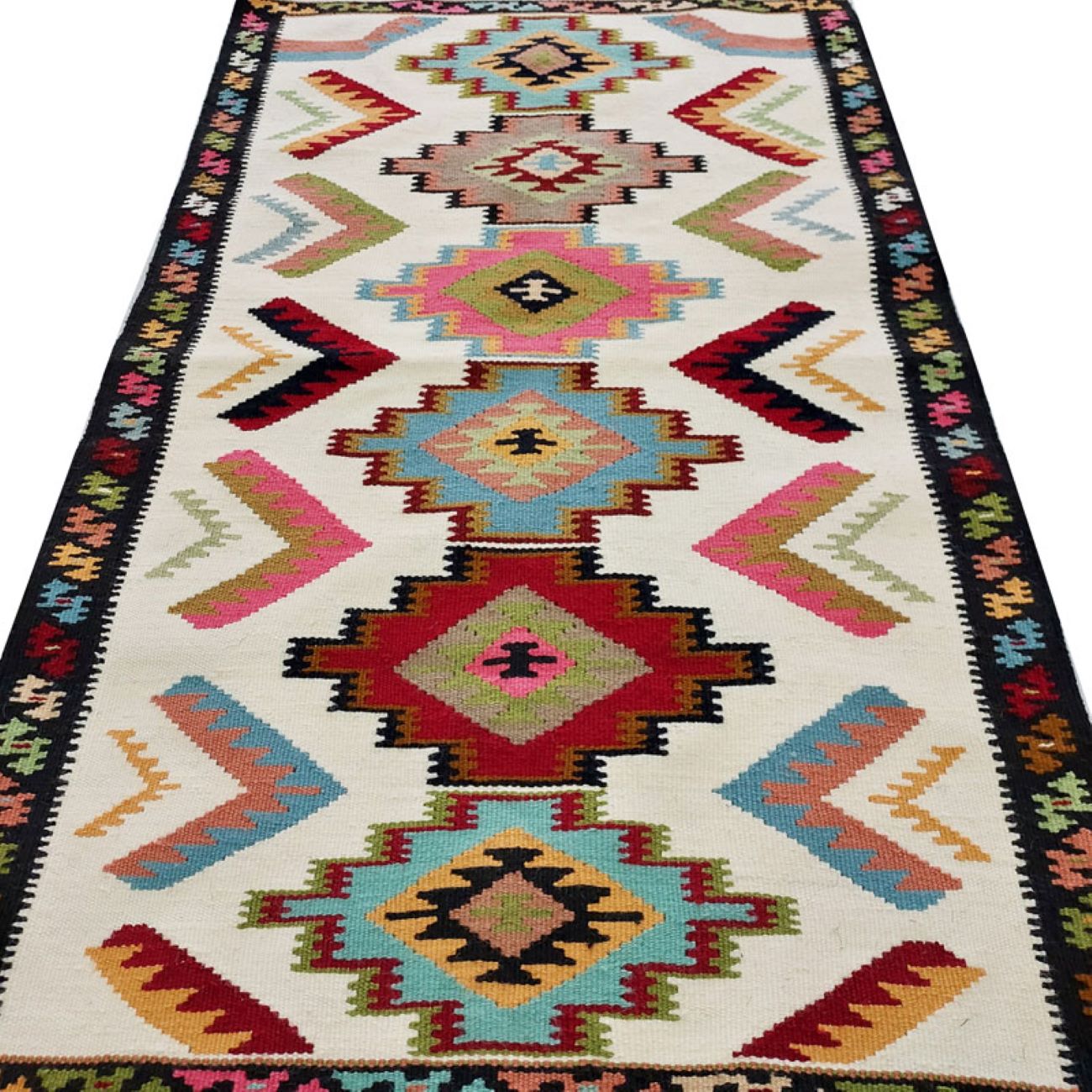 Qashqai Geometric Kilim Rug – Genuine Handwoven Persian Acrylic Design