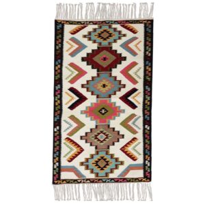 Qashqai Geometric Kilim Rug – Genuine Handwoven Persian Acrylic Design