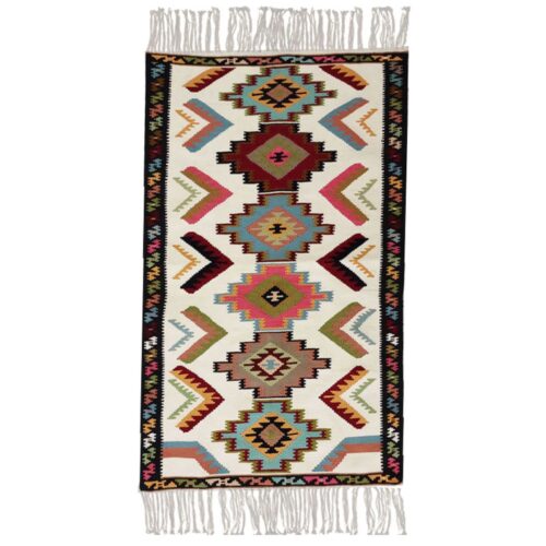 Qashqai Geometric Kilim Rug - Genuine Handwoven Persian Acrylic Design
