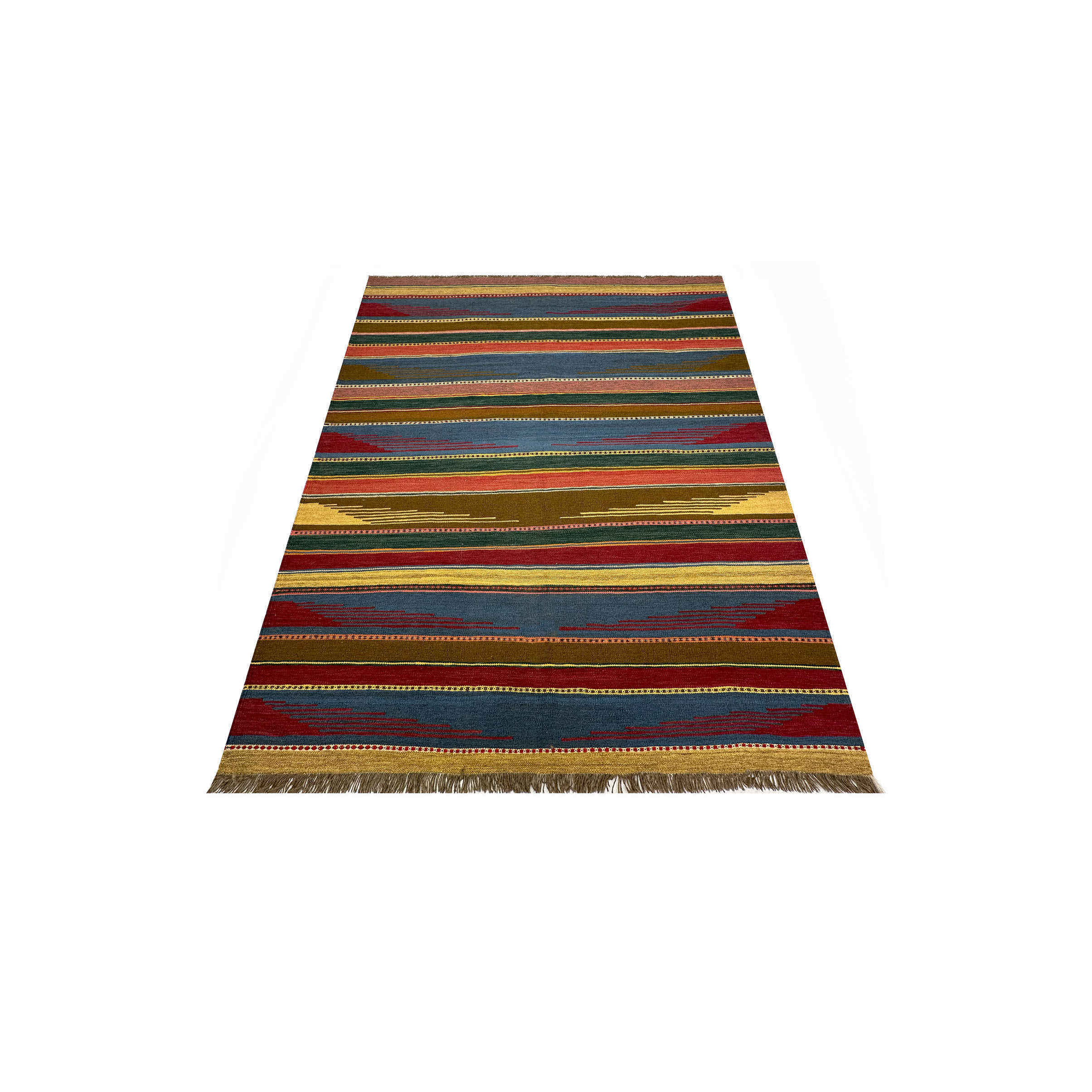 Striped Shiraz Kilim Rug – Genuine Handwoven Persian Wool Design