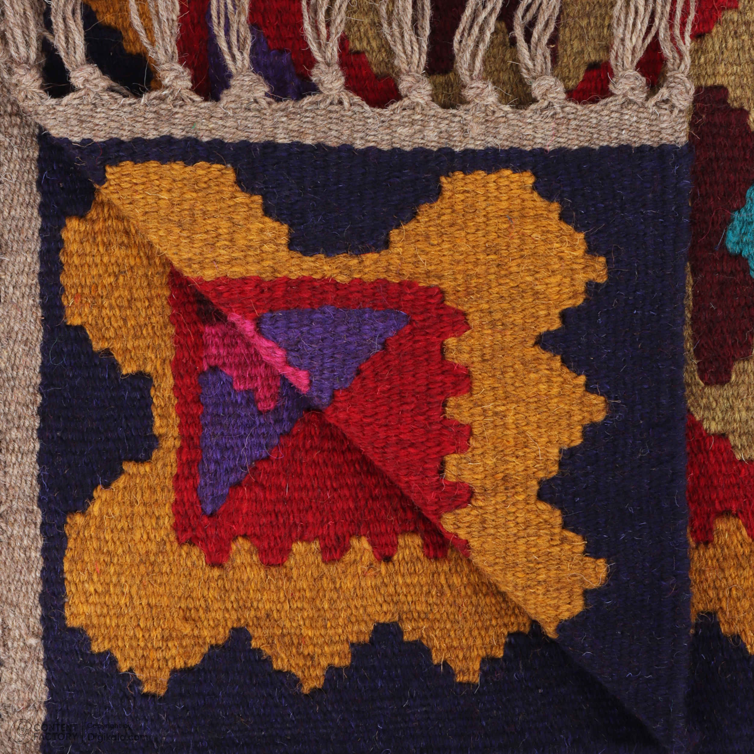 Pink Qashqai Geometric Kilim Rug from Tehran – Handwoven Persian Wool