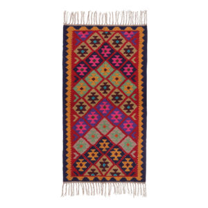 Pink Qashqai Geometric Kilim Rug from Tehran – Handwoven Persian Wool