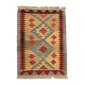 Yellow Fars Qashqai Geometric Kilim Rug – Handwoven Persian Wool